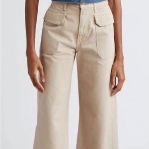 Veronica Beard Khaki Wide-Leg Jeans